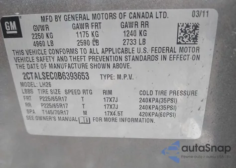 2011 GMC Terrain Sle-2 z USA, uszkodzony, nr VIN 2CTALSEC0B6393653